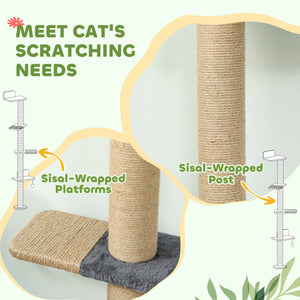 Cat tree with 4 platforms and scratching post, dark grey