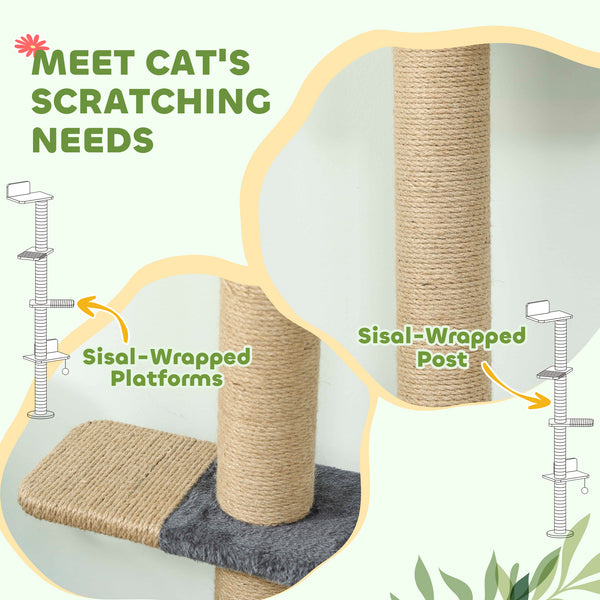 Cat tree with 4 platforms and scratching post, dark grey
