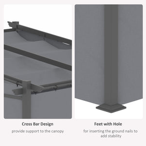 Metal pergola with sliding roof, retractable pergola, 3 m x 3 m, dark grey