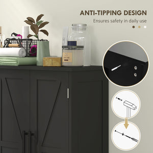 Country Style Bathroom Cabinet with Adjustable Shelf, Black