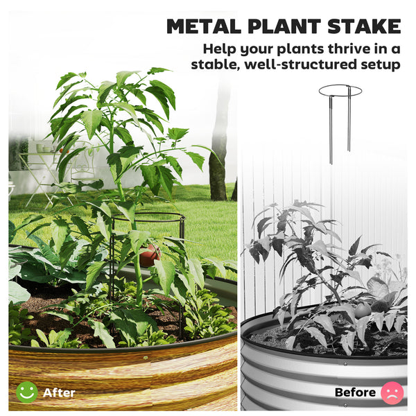 Raised outdoor planter made of galvanized steel with metal support, brown