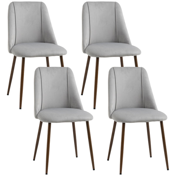 Set of 4 velvet upholstered dining chairs, grey