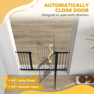 Extra-wide safety gate with small door, black