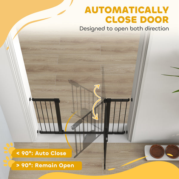 Extra-wide safety gate with small door, black