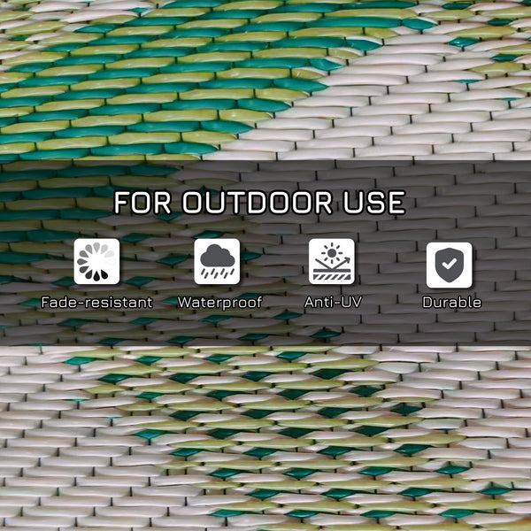 Reversible outdoor mat with carrying bag