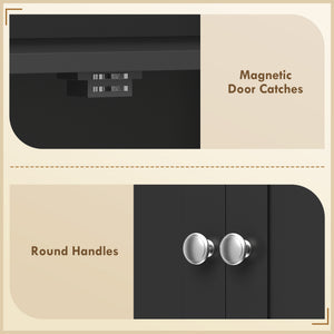 Kitchen cabinet with 4 doors and 16 shelves for dining room, black