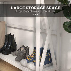 2-Tier Narrow Console Table with Storage Shelf, White