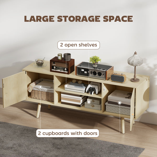 TV stand for up to 55-inch TVs with storage shelves and wooden legs