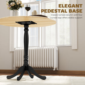Dining table for 2 to 4 people, modern round with central steel base, 80 cm, natural wood and black