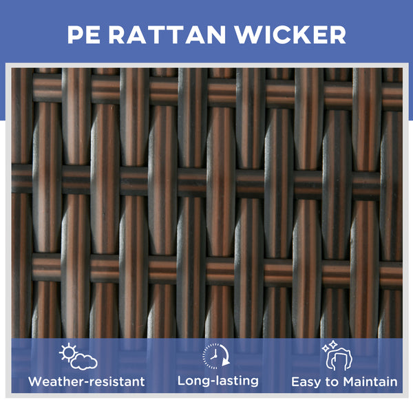 Wicker chaise longue with wheels and table with tempered glass top, dark blue