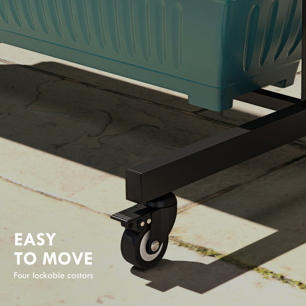 4-Tier Vertical Raised Garden Bed with 4 Bins, Casters and Stand for Outdoor Plants, Green