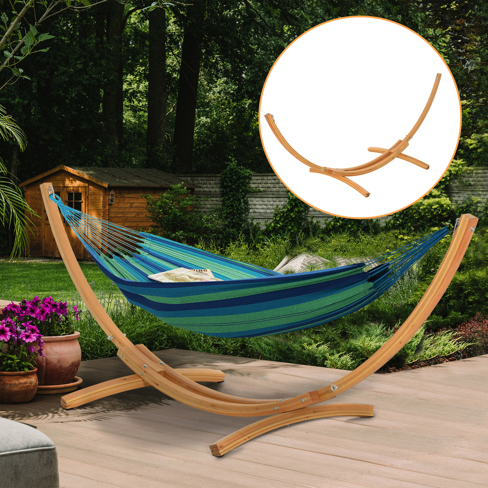 11' Wooden Hammock Stand with Curved Arc, 264 lb Capacity