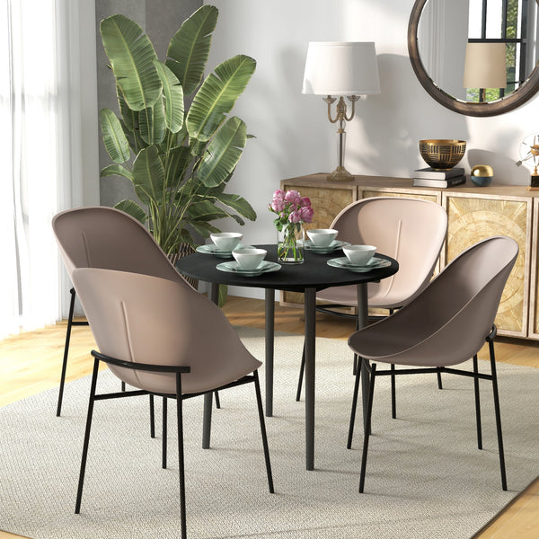 Round drop-leaf dining table for small spaces, wooden legs, antique black