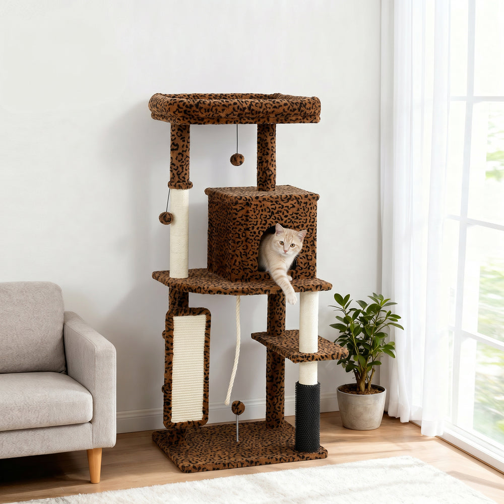 52-inch cat tree with condo, bed, sisal scratching posts and platforms