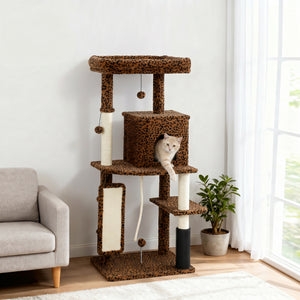 52-inch cat tree with condo, bed, sisal scratching posts and platforms