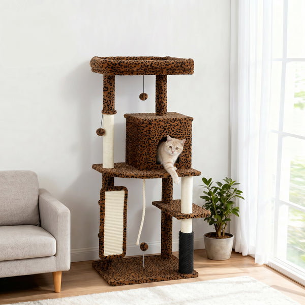 52-inch cat tree with condo, bed, sisal scratching posts and platforms