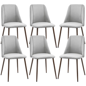 Set of 6 velvet upholstered chairs with steel backrest and legs, grey