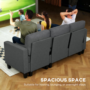 L-shaped sofa bed with pull-out trundle, reversible chaise with storage, wide and deep seating, charcoal grey
