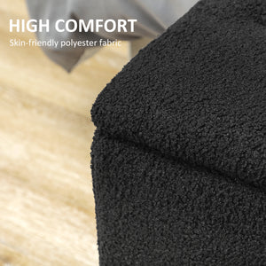 Modern storage bench with lambswool upholstery, black