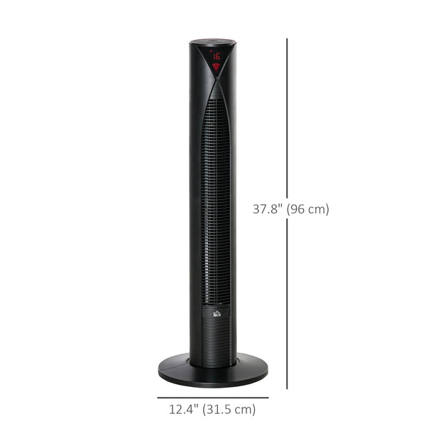 Freestanding Tower Fan with 3 Speeds, 12-Hour Timer, Oscillating, LED Sensor Panel, Remote Control, Black