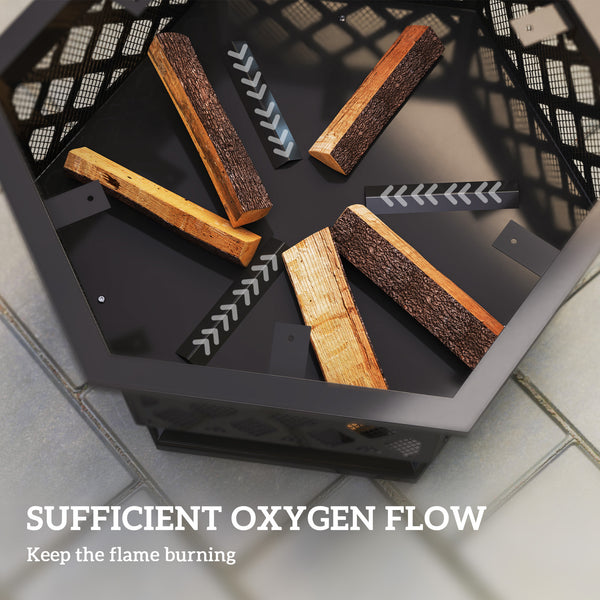 28" Wood-Burning Outdoor Fire Pit with BBQ, Spark Screen, and Poker