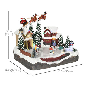 Christmas Village with Santa's Skating Pond Animated with Multi-Colored LED Light