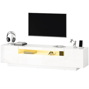 TV Stand with RGB LED Lighting for 65-85 inch TV, Glossy White