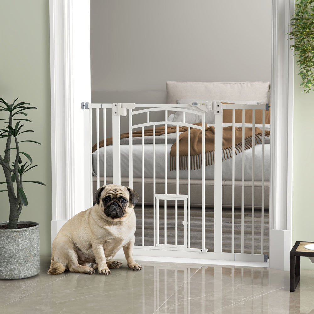 Self-closing pet gate, white