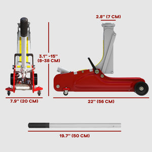 7.9 to 38.1 cm Low Profile Hydraulic Jack, 2.5 Ton (5,000 lb) Capacity, Red