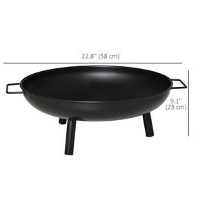 Round wood-burning fireplace, black