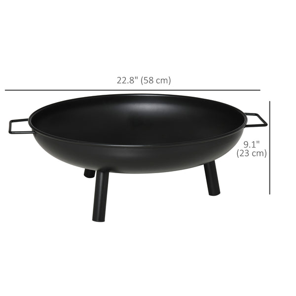 Round wood-burning fireplace, black
