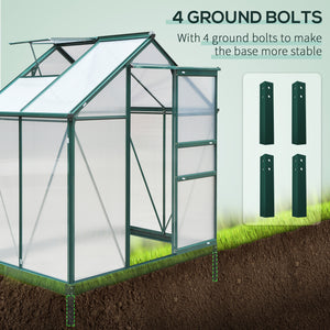 Large 6.2' x 4.3' x 6.6' Walk-In Polycarbonate and Aluminum Frame Greenhouse with Sliding Door