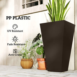 Set of 3 plastic garden planters, brown