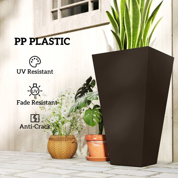 Set of 3 plastic garden planters, brown