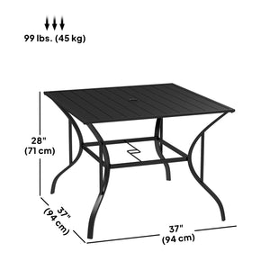 Square garden table with parasol hole 