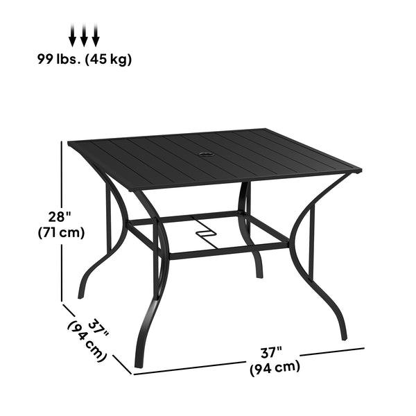 Square garden table with parasol hole 
