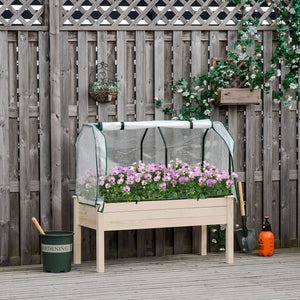 Raised planter with PE liner, natural color