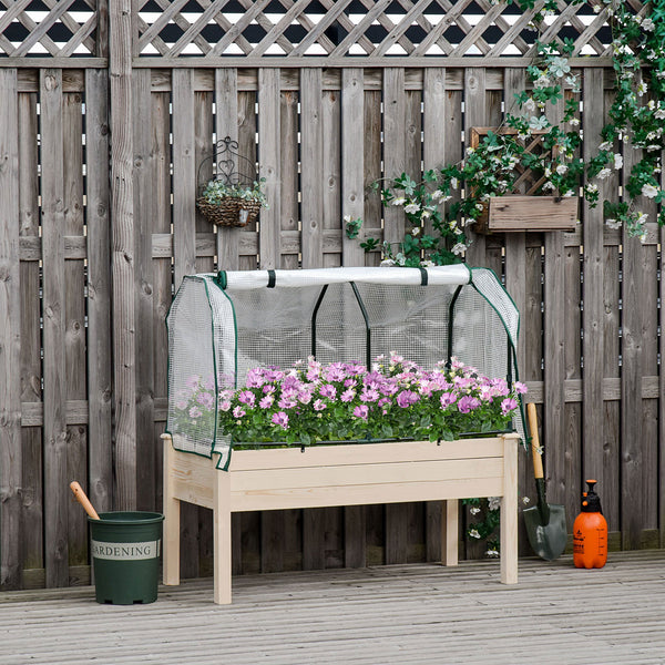 Raised planter with PE liner, natural color
