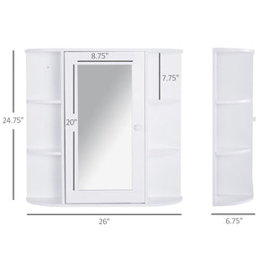 Wall-mounted medicine cabinet with mirror, door and shelves, white