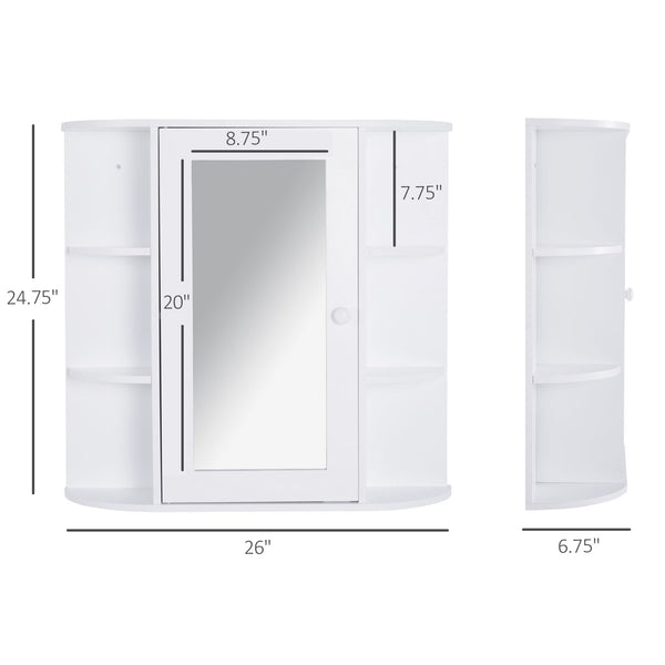 Wall-mounted medicine cabinet with mirror, door and shelves, white
