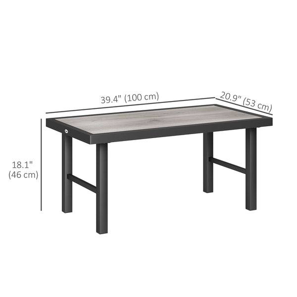 Metal coffee table for outdoor garden, aged gray