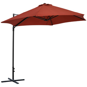 8.5ft Cantilever Patio Umbrella with 360° Rotation and Cross Base, Wine Red