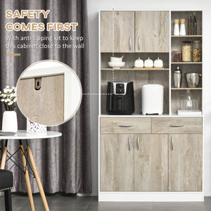 Kitchen sideboard with multiple storage, white and beige