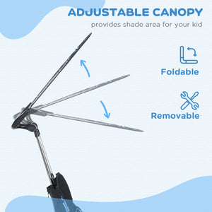 6 in 1 Kids Tricycle with Removable Handlebar and Canopy, Blue