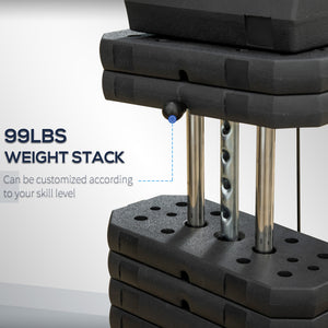Multifunctional home gym with 45 kg weight stack