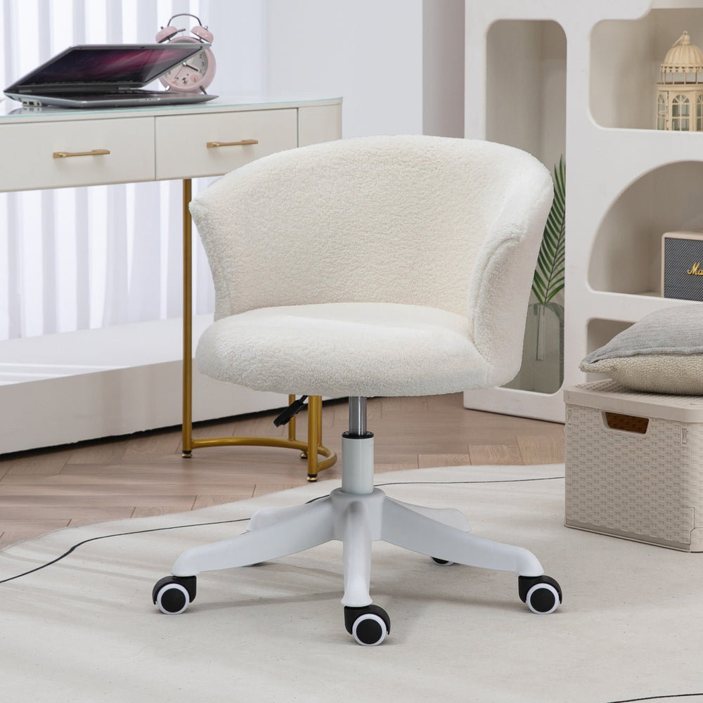 Soft, armless office chair with adjustable height, white