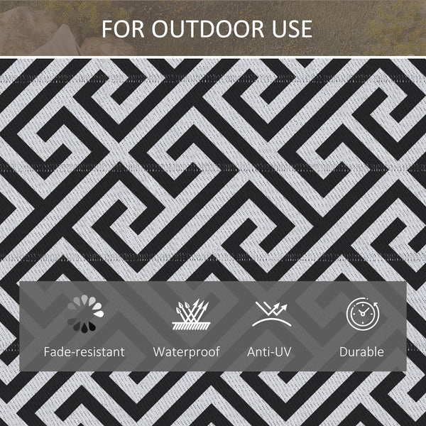 Reversible outdoor rug, black and white