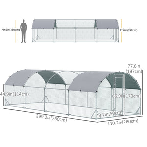 Galvanized metal chicken coop with outdoor run