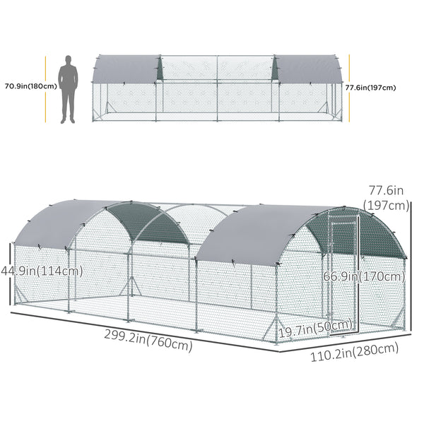 Galvanized metal chicken coop with outdoor run