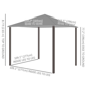 10 x 10 gazebo with curtains and mosquito nets, light grey